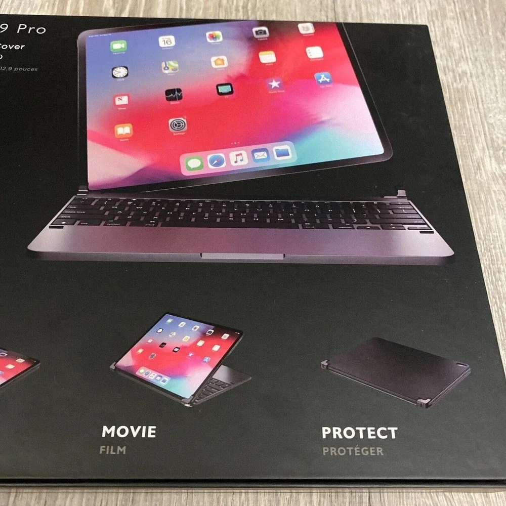 Brydge 12.9 iPad Pro 3rd & 4th Wireless Bluetooth Keyboard w/ Backlit Keys Gray‎